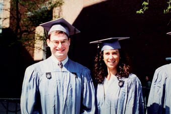 Journalists, career counselors, friends: Frank Foer ’96 and Kantor at graduation. PHOTO: COURTESY JODI KANTOR ’96
